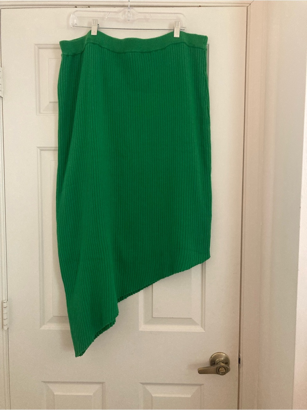 Eloquii Green Asymmetrical Ribbed Knit Skirt - Women's